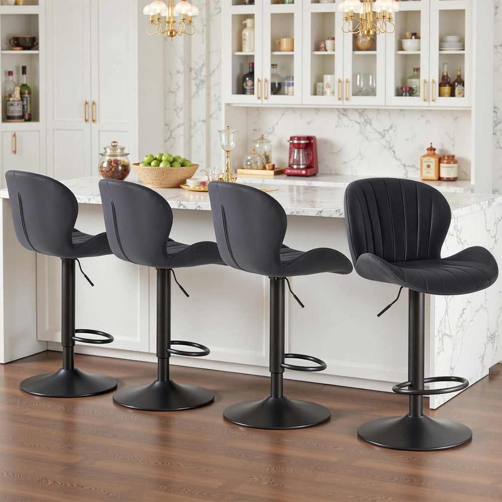 Sweetcrispy Bar Stools Set of 4, Swivel Adjustable Height Fabric Bar Chair