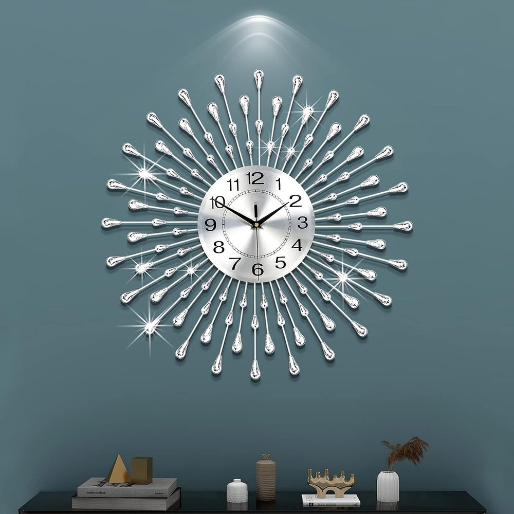 FLEBLE Modern Large Wall Clock for Living Room Decor Clock Battery Operated