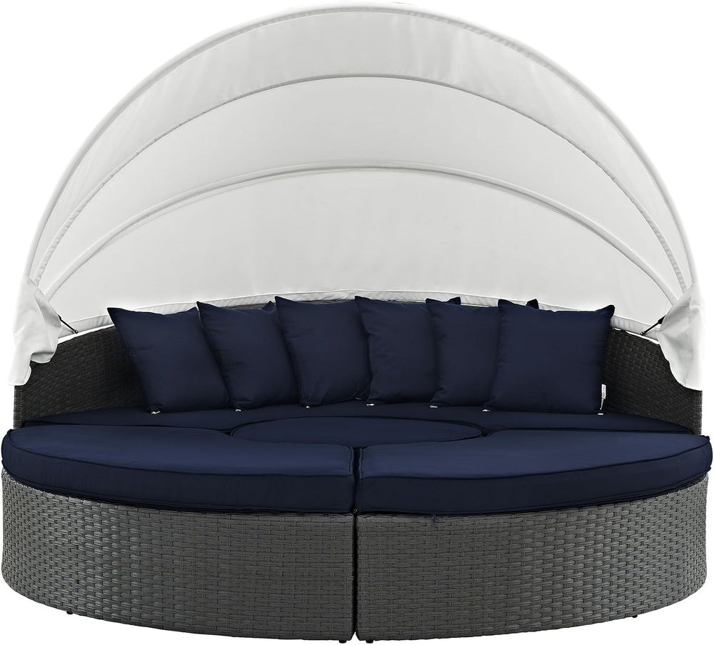 Modway Sojourn Outdoor Patio Sunbrella Sectional Daybed with Canopy in Canvas...
