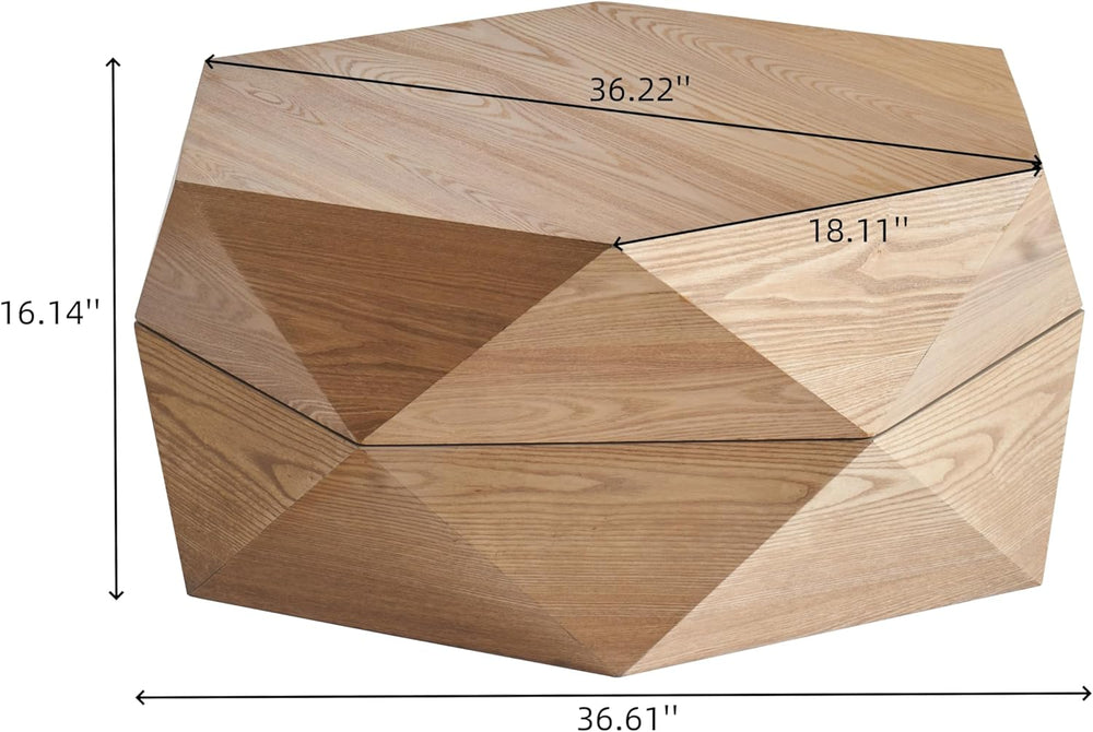 36.61" Modern Drum Coffee Table with Hidden Storage, Farmhouse Coffee Ta...