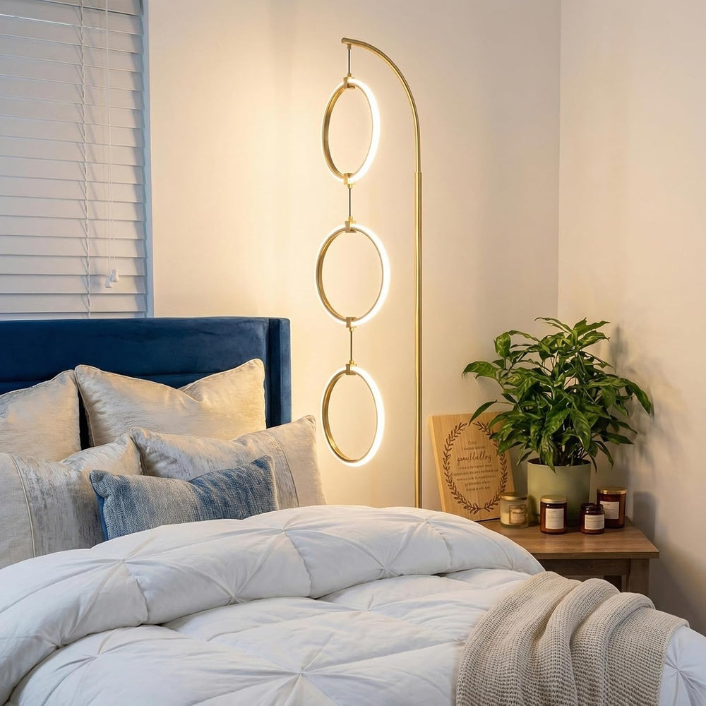 Bairth Gold 3-Light LED Floor Lamp, Modern Arc Floor Lamp for Living Room