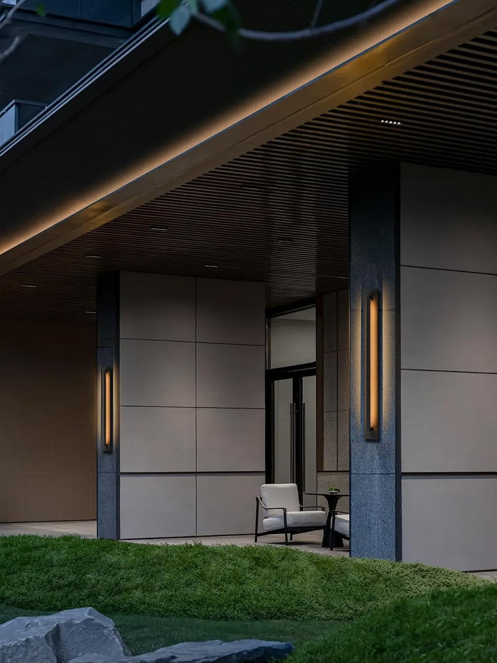 47.2 inch Long Modern Outdoor LED Wall Lights, Black Led Porch Light Wall Mou...
