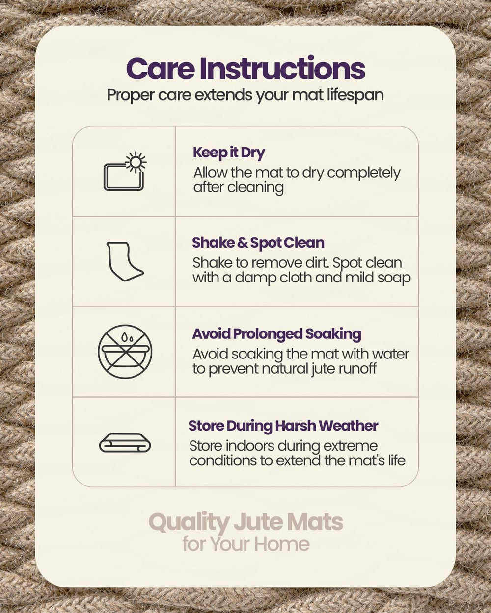 DEXI Jute Door Mat 24x36, Woven Mat for Covered Outside Entry, Light Taupe