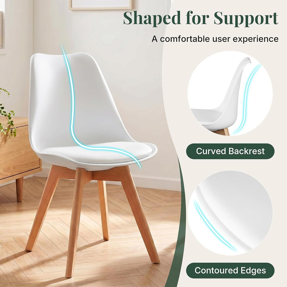 Dining Chairs Set of 8, PU Leather Padded Seat for Living Room