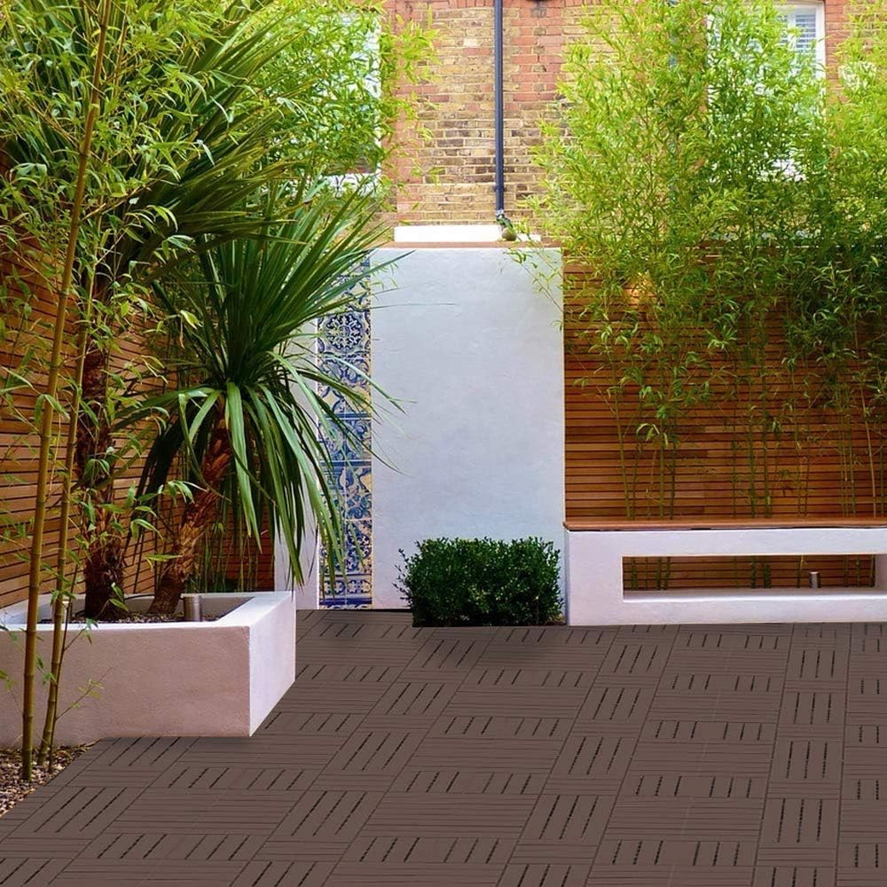 domi outdoor living Patio Deck Tiles, 12 x 12 inches Composite Interlocking D...