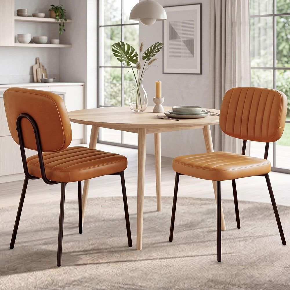 OLIXIS Dining Chairs Set of 2, Upholstered Kitchen Chairs, Brown