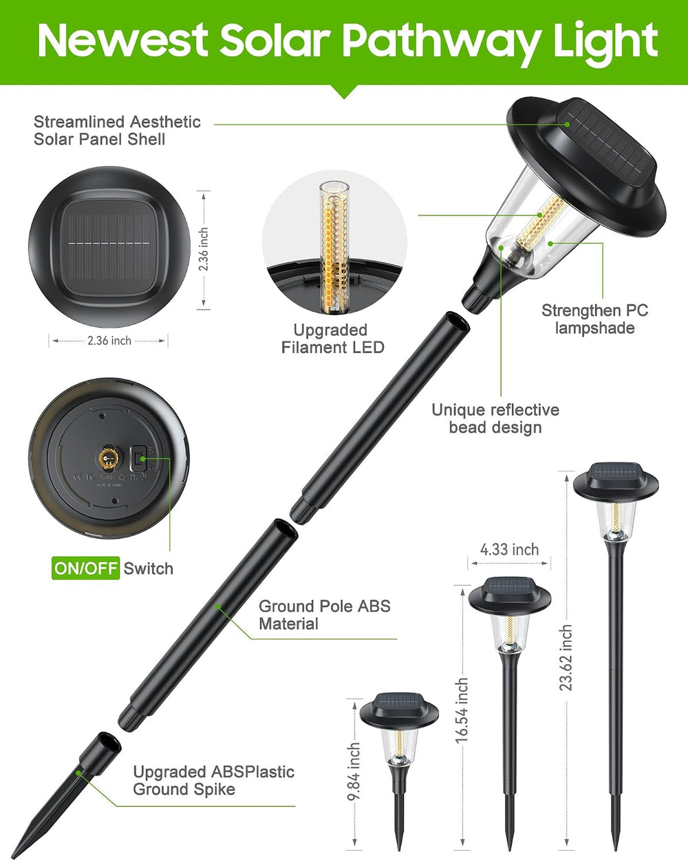 2026 New Solar Pathway Lights, 8 Pack Solar Lights Outdoor, Waterproof IP65, ...