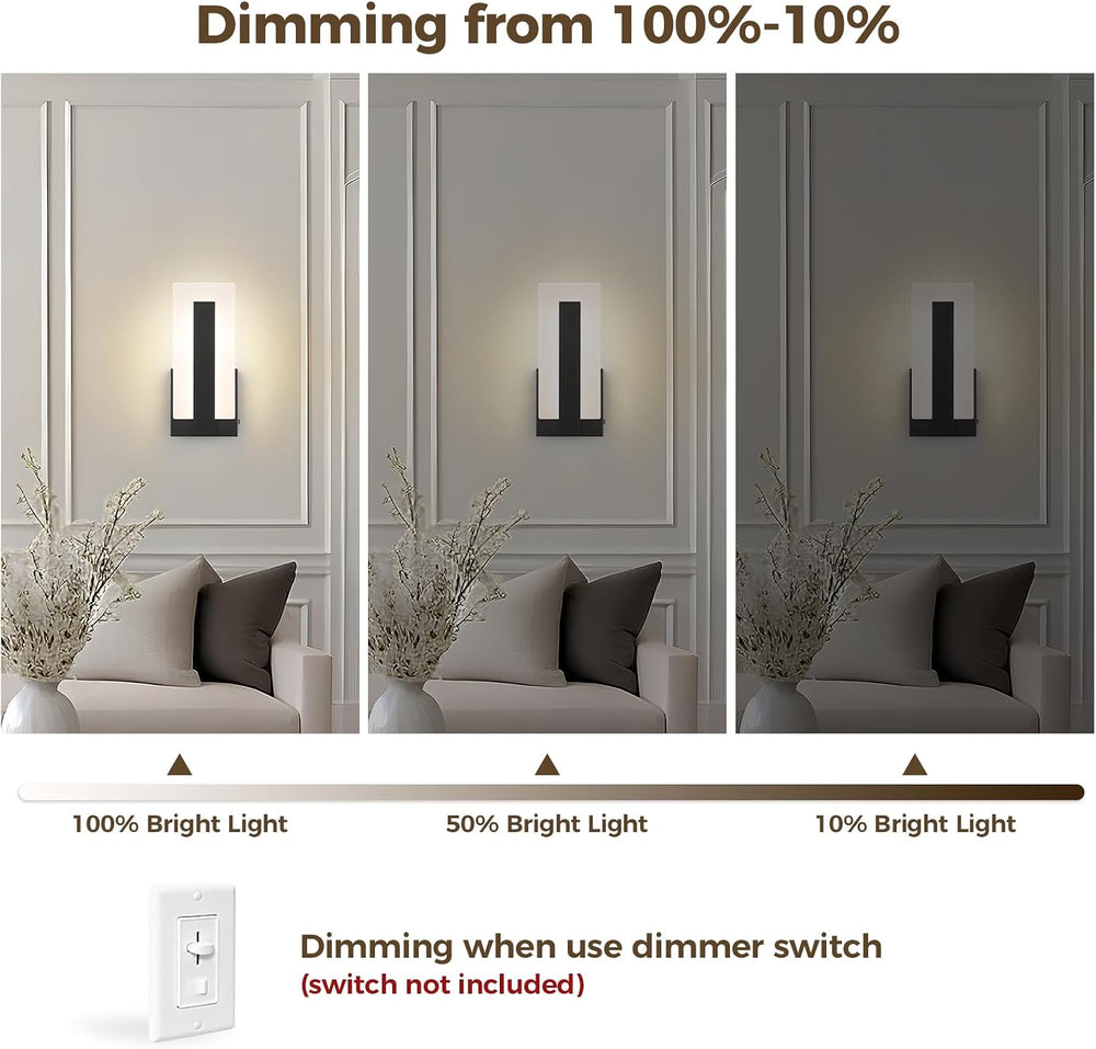 Joosenhouse Modern Black Wall Sconces Set of 2, ETL Certified, 5 CCT Selectab...