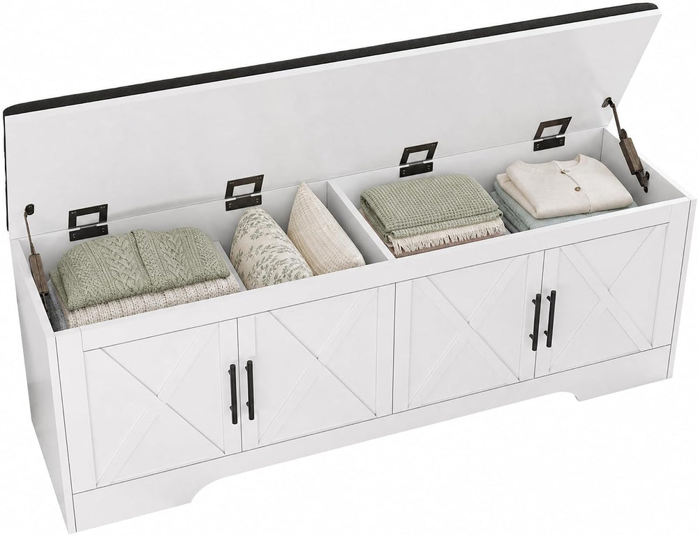 DreamDashio Storage Bench with Cushion, 47.2" End of Bed Storage Bench w...