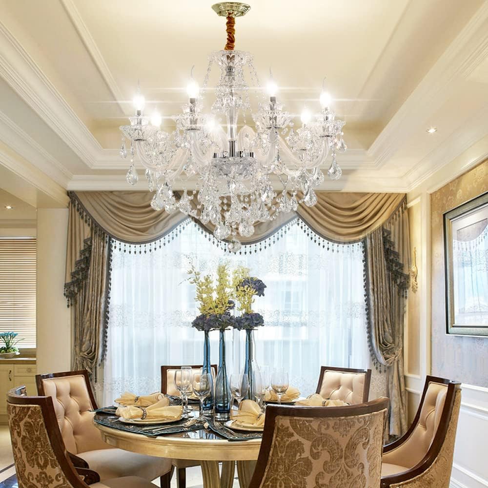 Modern K9 Transparent Crystal Chandelier,Luxury Clear Crystal Pendant Light F...