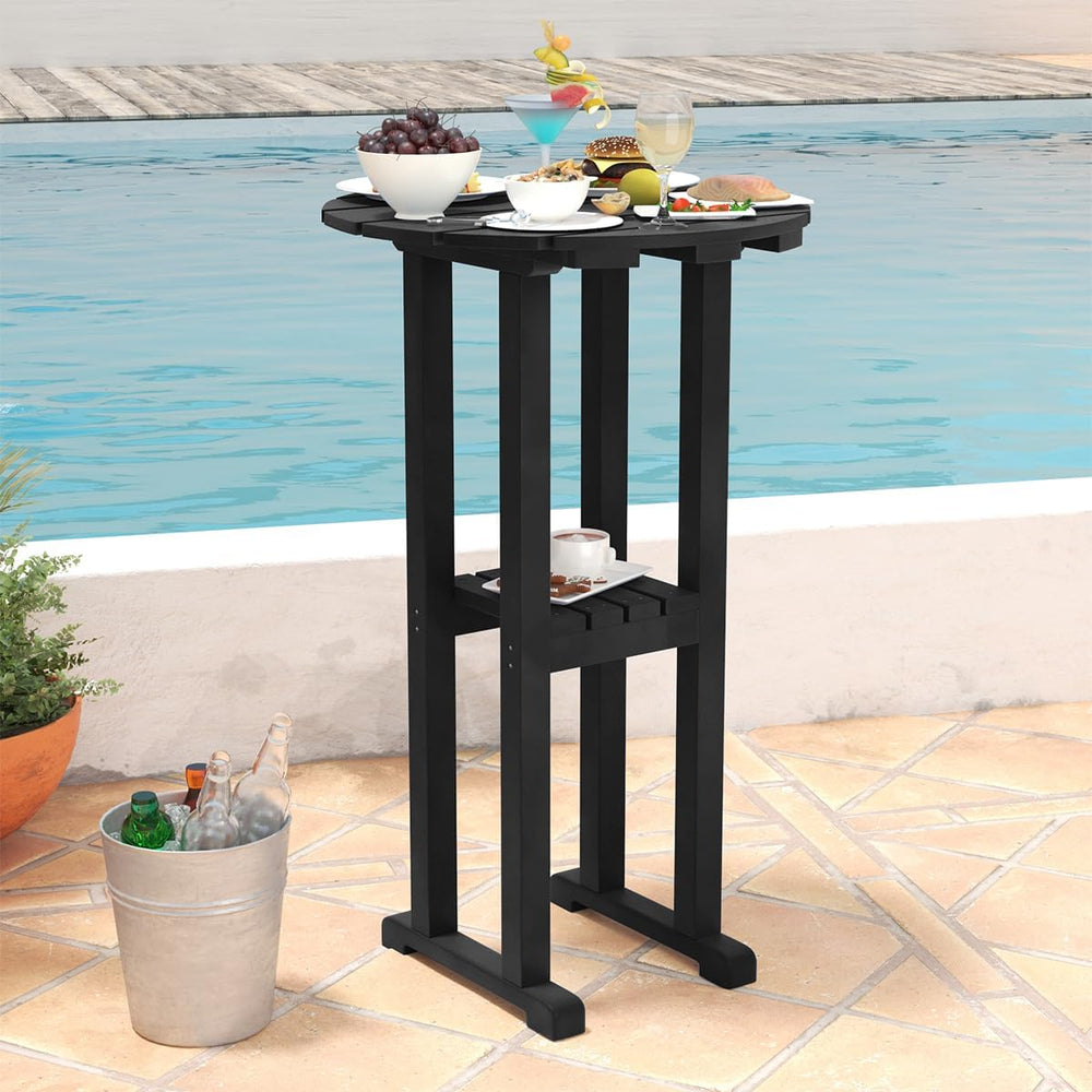 Sundale Outdoor 39” Height Adirondack Bar Table, Patio HDPE Round Pub Table