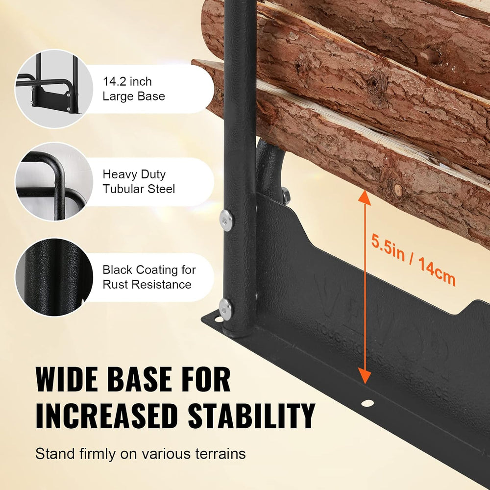 VEVOR 12.7FT Outdoor Firewood Rack with Cover, Firewood Holder for 3/4 Cord