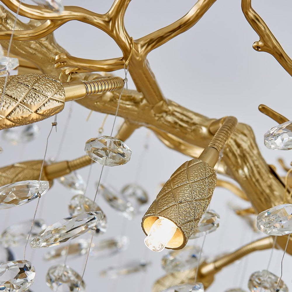 Modern Gold Crystal Chandeliers Chandeliers - L63 inch Rectangular Golden Tre...