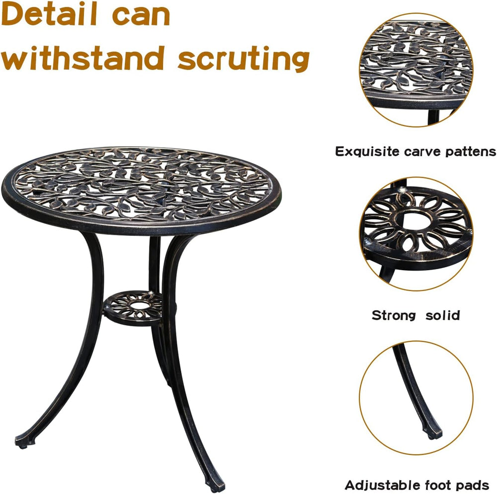 YKSY&YKSY Patio Bistro Set.Rust-Resistant Cast Aluminum Bistro Table Set ...