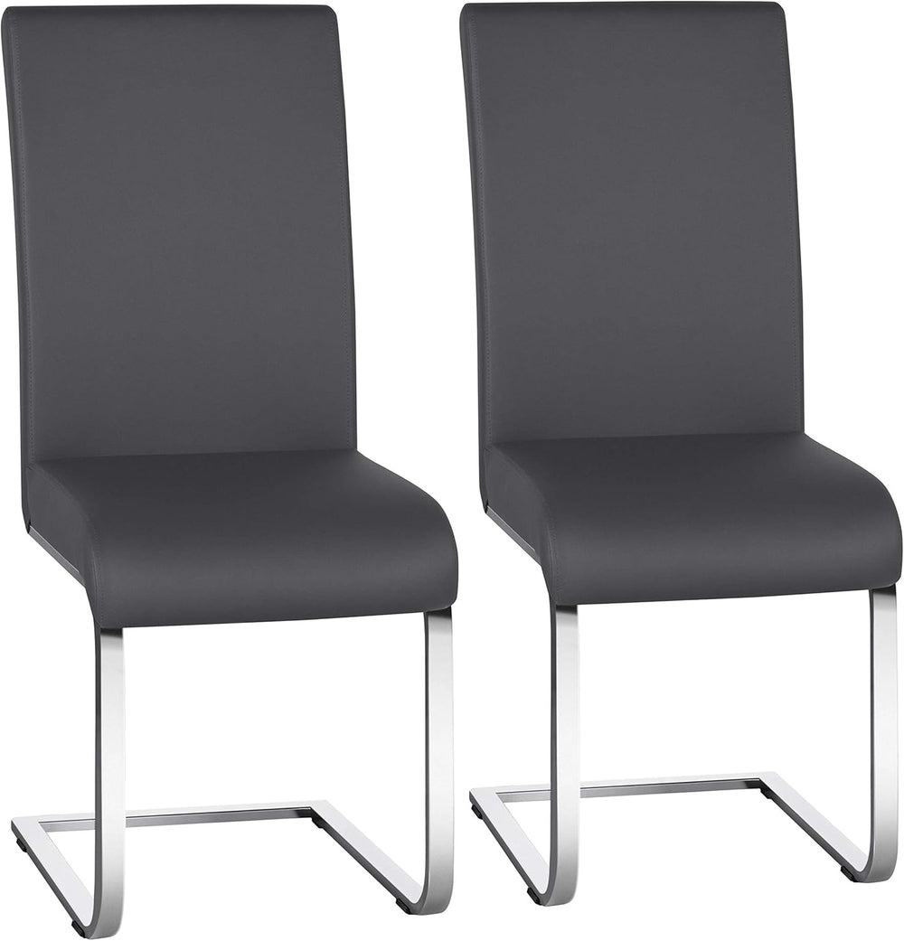 Yaheetech Dining Chairs Set of 2 High Back Modern Kitchen Chairs Dark Gray