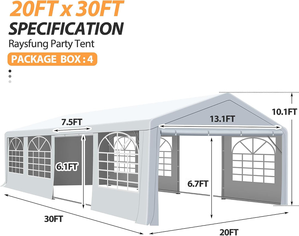 20' x 29.5' Heavy Duty Party Tent, Outdoor Large Wedding Tent with Re...