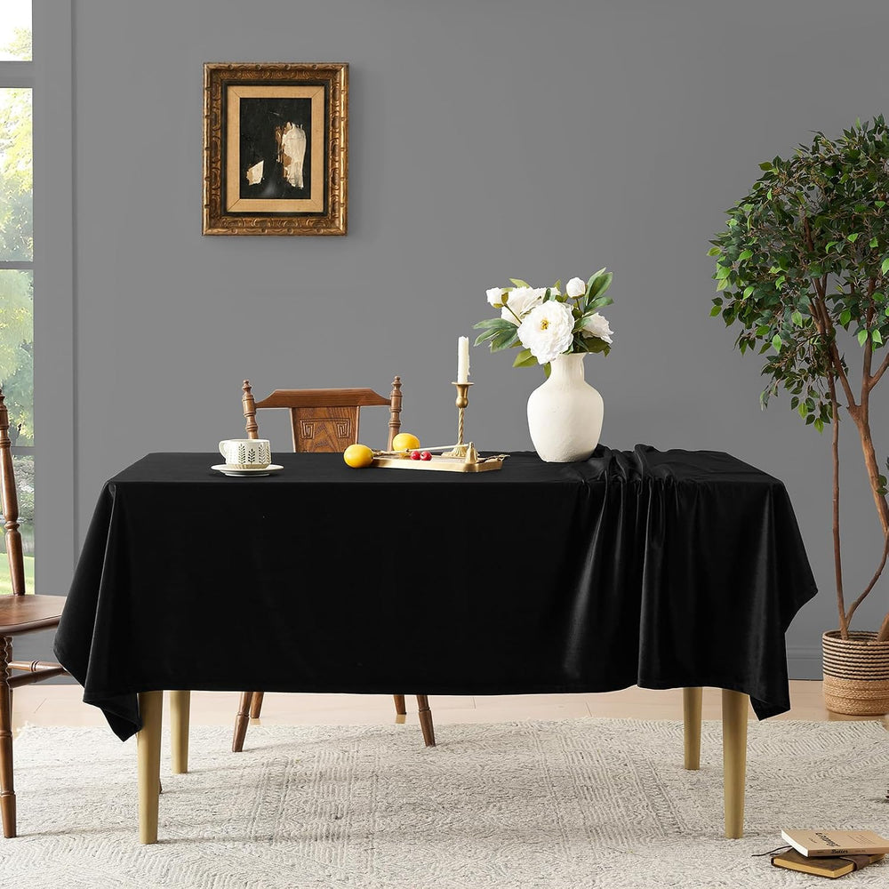 Gothic Black Velvet Rectangle Tablecloth: Halloween Luxury Table Cloth