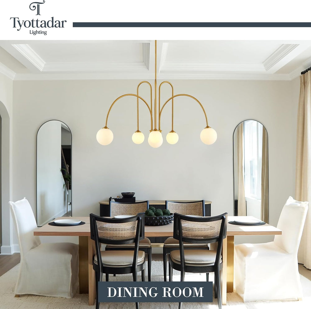 Modern Sputnik Chandelier 6-Light Gold Chandelier for Dining Room L41’’ Large...
