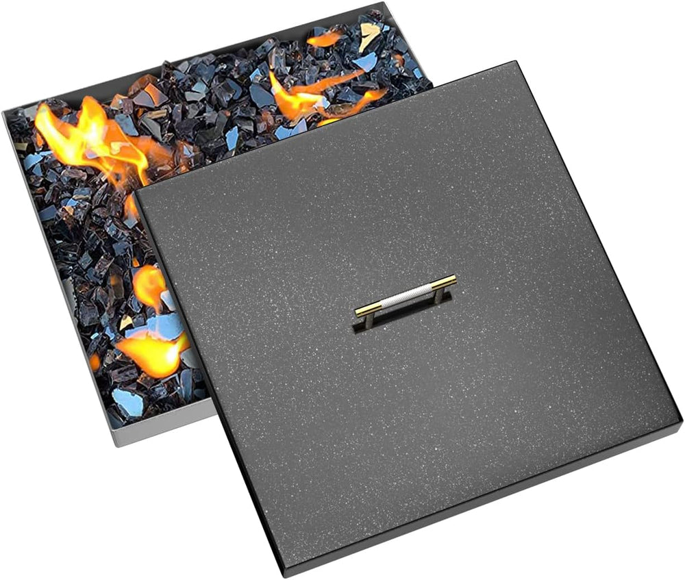 Fire Pit Burner Cover Square for 18 x 18 Inches Linear Drop-in Burner Pan, Fi...