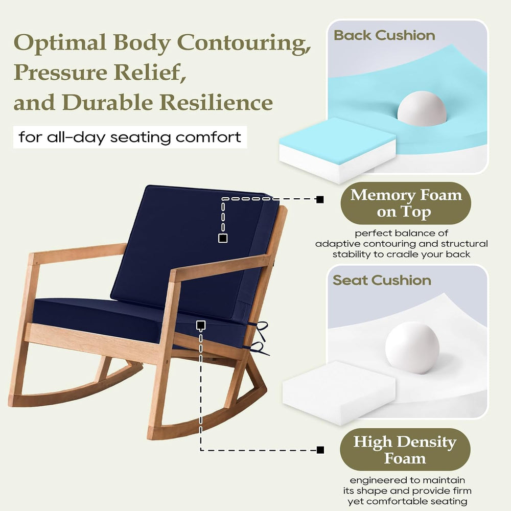 Wellsin Outdoor Deep Seat Patio Cushions, 24 x 24 Waterproof & 3-Year Fad...