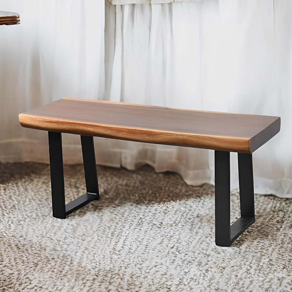 Solid Wood Bench Live Edge 39"x13"x18"H Rectangle Wooden Entry...