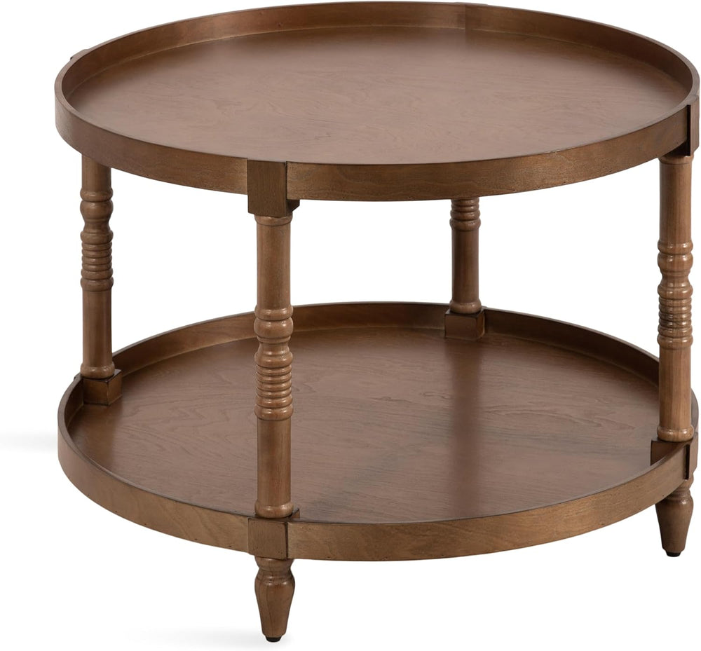 Kate and Laurel Bellport Tiered Round Coffee Table; 29 x 29 x 21; Rustic Brow...