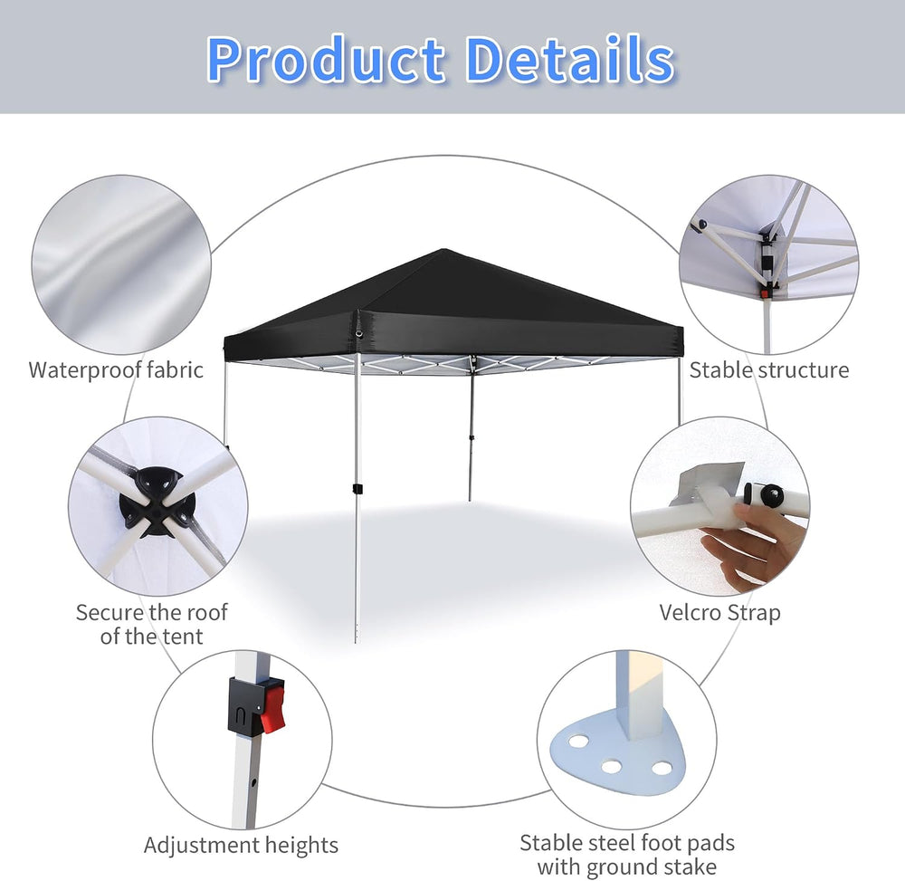 Pop Up Canopy 8X8 FT,Portable Sun Instant Shelter w/Backpack Bag,Waterproof,A...