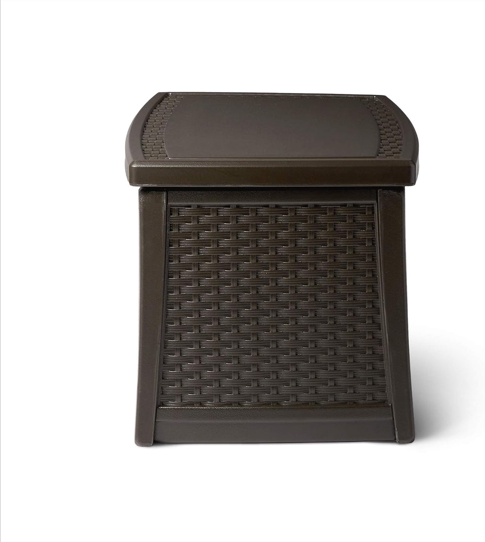 Suncast 30 Gallon Resin Outdoor Patio End Table Storage Box, Java, Made in th...