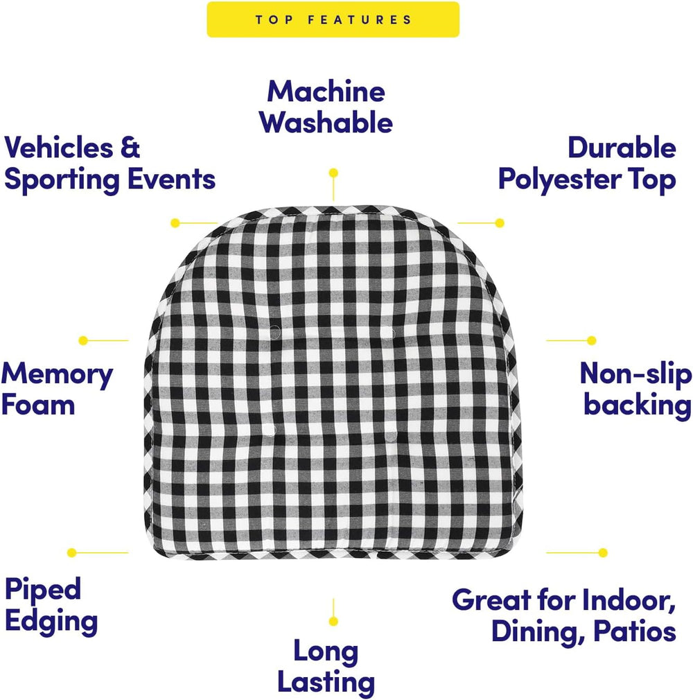 Sweet Home Collection Chair Cushion Memory Foam Pads Tufted Slip Non Skid Rub...
