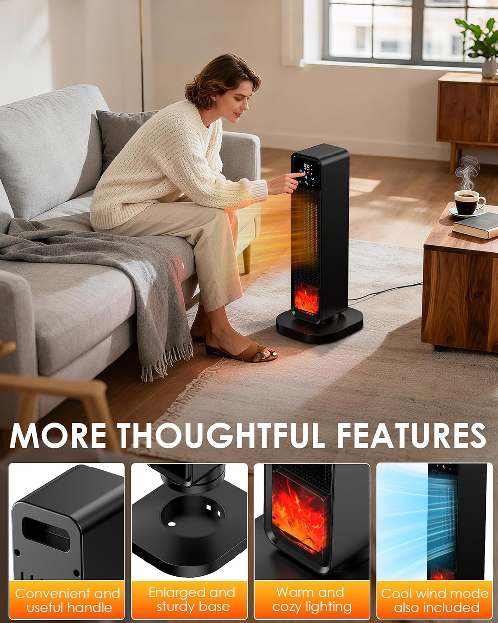 2026 New Space Heater, 1500W Portable Heater with Remote, Quiet Heating Elect...