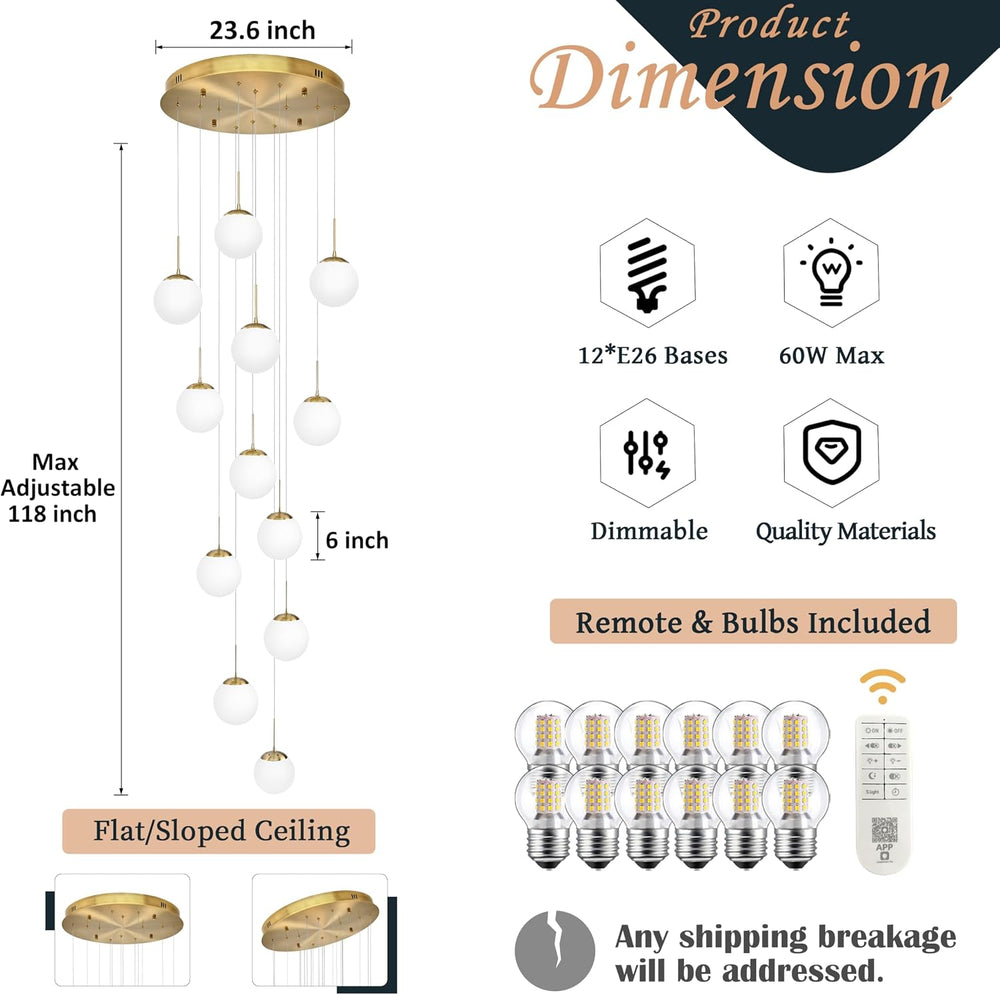 KoKo&Yukina 12-Light Gold Mid Century Modern Chandelier for Living Room S...