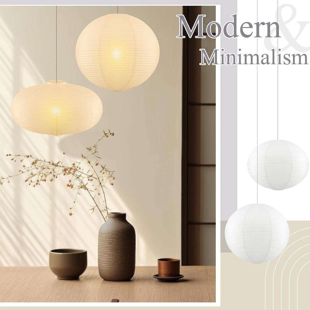 Fuyoooo 2 Pcs Chinese Paper Lanterns 20 Inch White Lampshade, Large Round and...