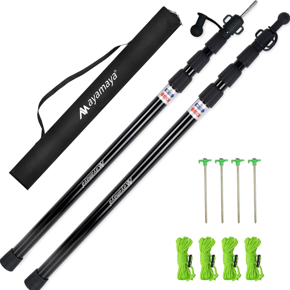AYAMAYA Tarp Poles for Camping, Adjustable Aluminum Tent Poles Heavy Duty