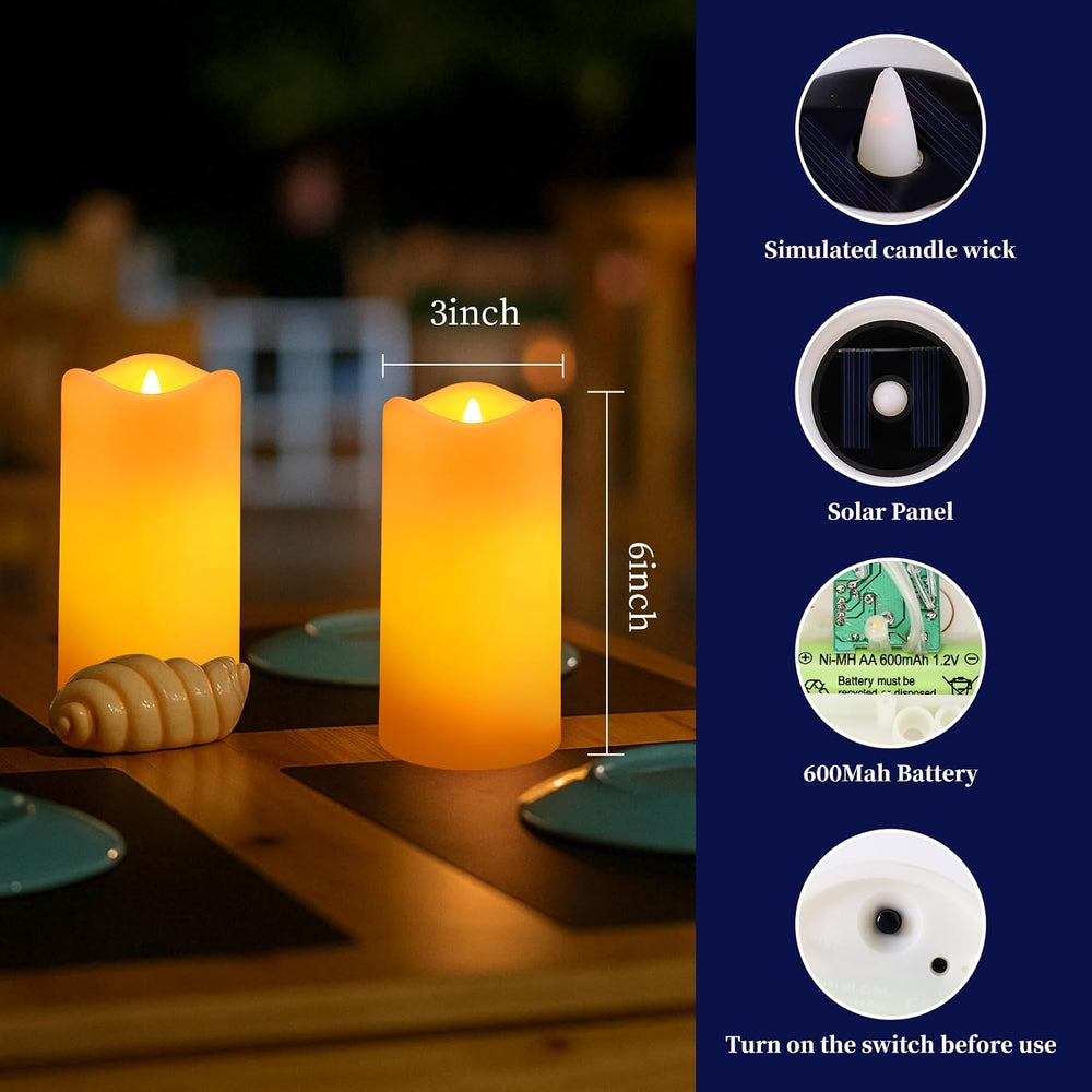 Solar Candles Outdoor Waterproof 6 Pack, 3''x6'' Halloween Ca...