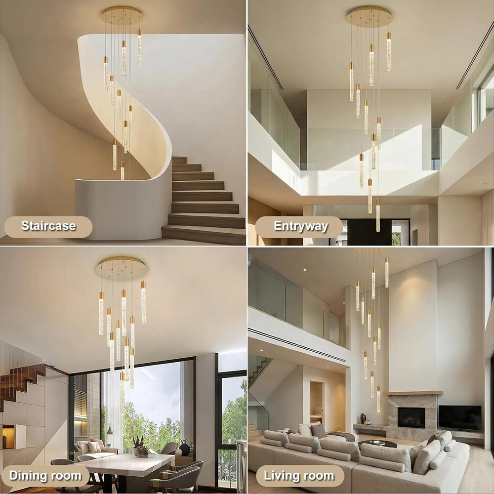 GEADI 10-Light Modern Crystal High Ceiling Chandelier for Foyer & Staircase