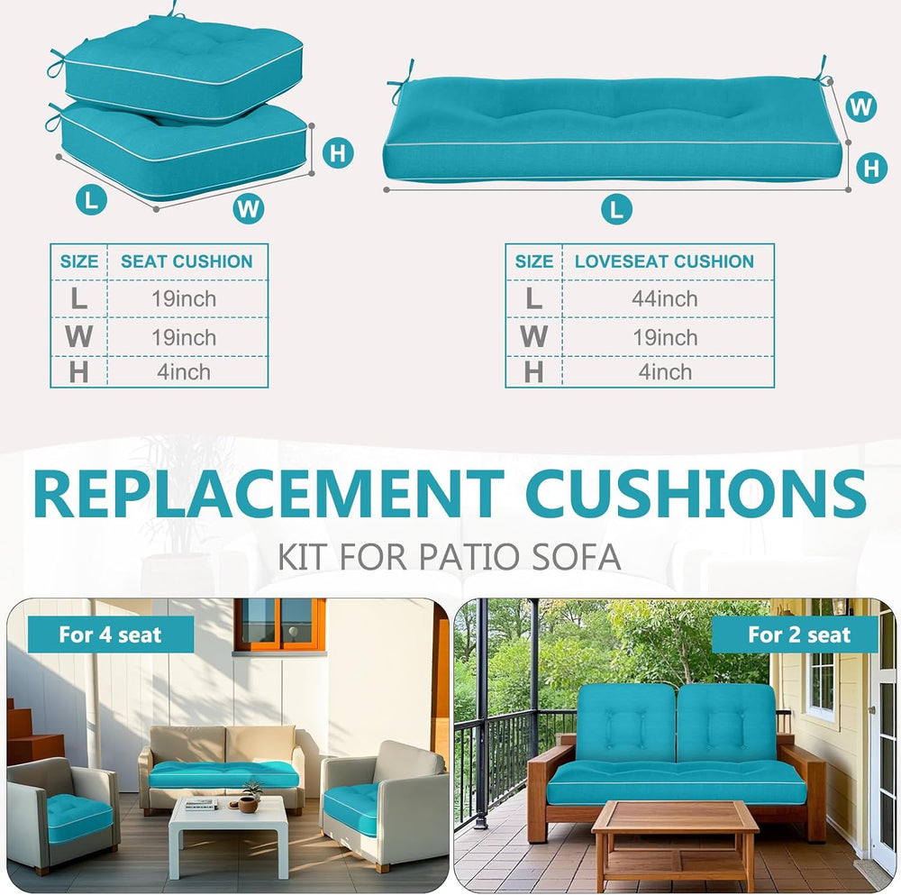 Wenqik 44 x 19 x 4 Inch Outdoor Bench Cushion Set of 3 Waterproof Tufted 1 Pa...