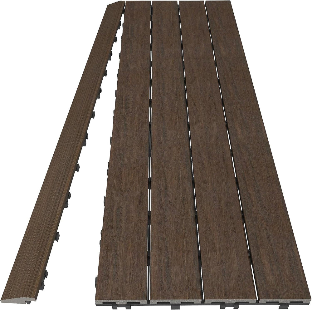 NewTechWood 1/6 ft. x 3 ft. Quick Deck Composite Deck Tile Straight Fascia in...