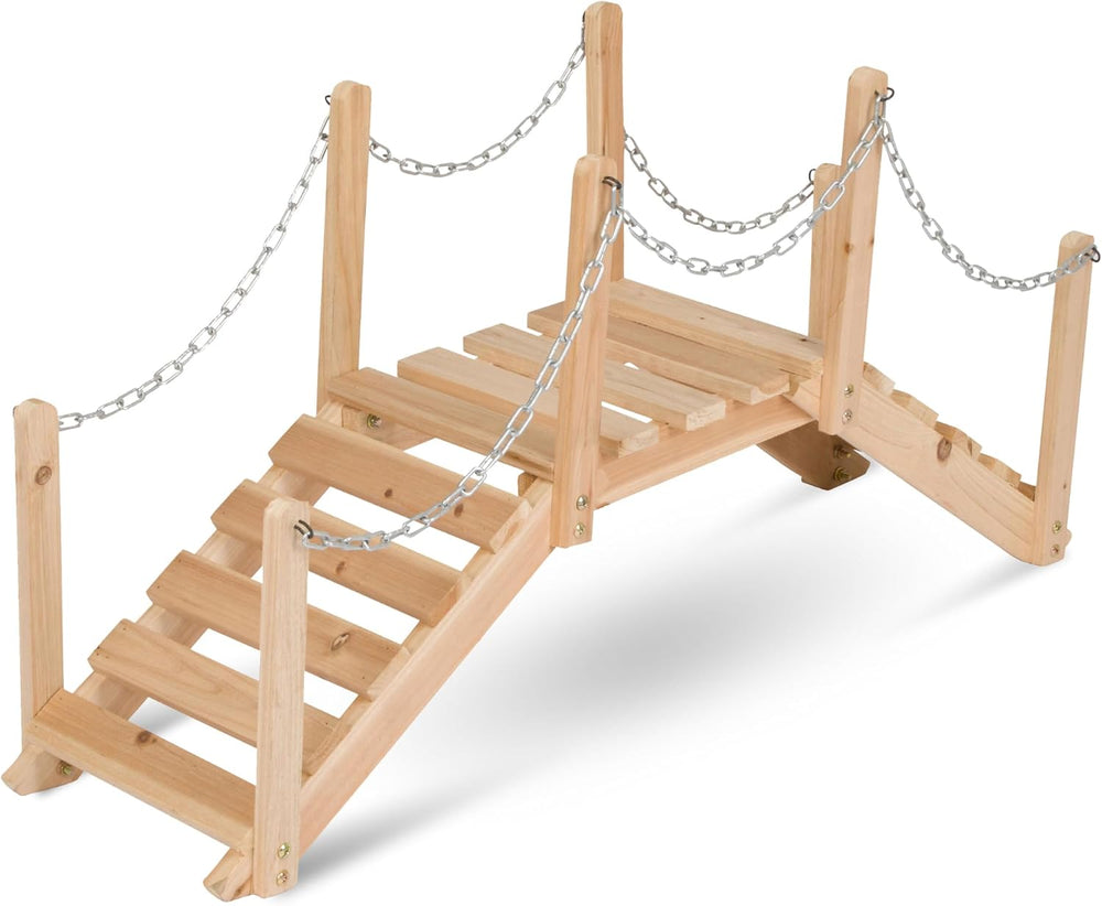Shine Company 4963N Decorative Cedar Wood Garden Bridge with Side Rails, Natural