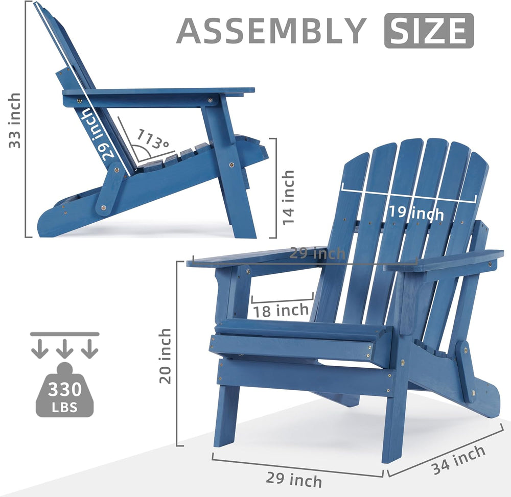 SoliWood Outdoor Wooden Adirondack Chair with Pre-Assembled BackRest & Se...