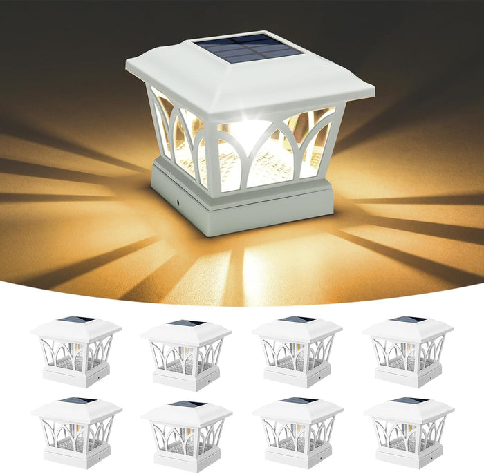 VOLISUN Solar Fence Post Cap Lights, Edison LED 2 Modes 8Pack,Slate White
