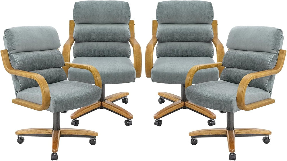 Chromcraft Nova Swivel-Tilt Caster Dining Chair - Chestnut - Lake - 4pc