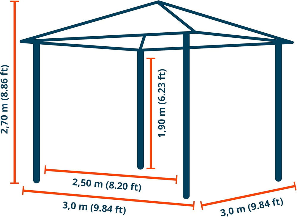 TOOLPORT 10x10 ft Hardtop Gazebo, Polycarbonate Roof