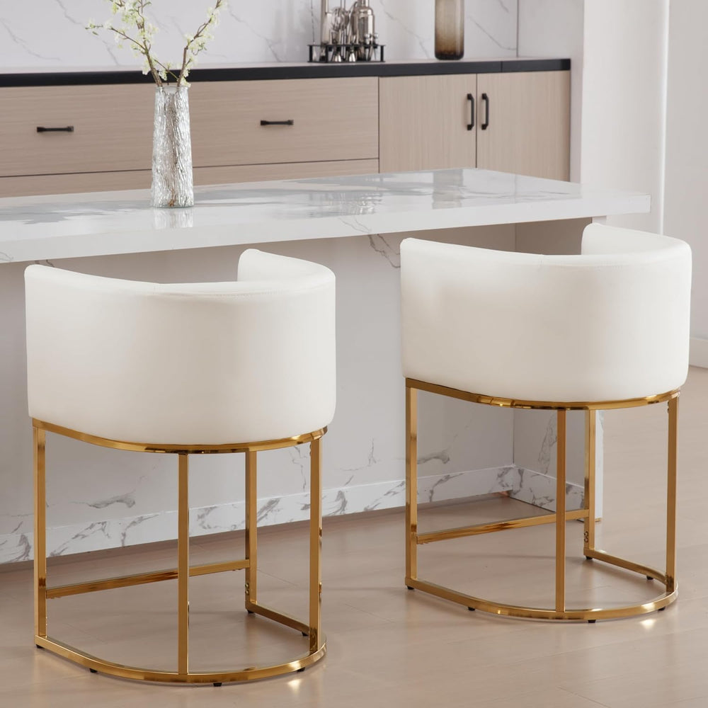 RIVOVA PU Leather Bar Stools Set of 4, Modern Upholstered Counter Height Bar ...
