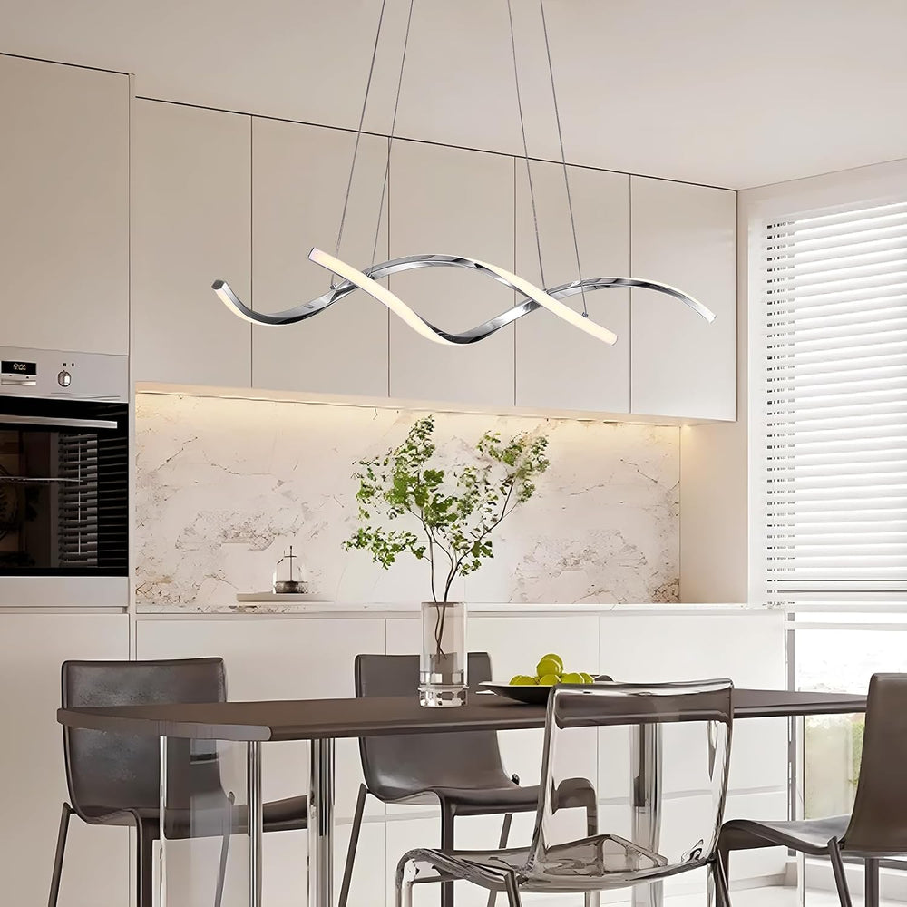 NOXARTE Modern LED Chandelier Dimmable Hanging Ceiling Light, Silver Pendant ...