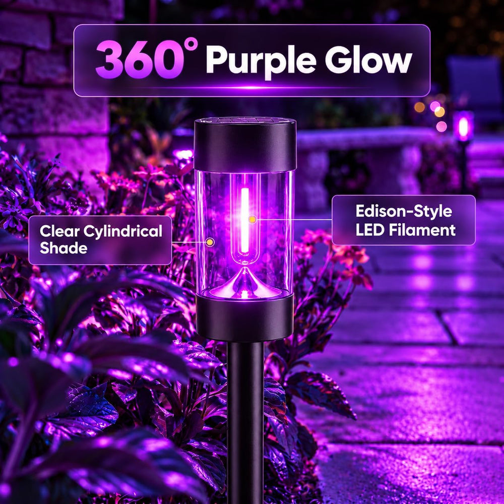 Purple Halloween Solar Pathway Lights, 12 Pack Outdoor Garden Yard Decor