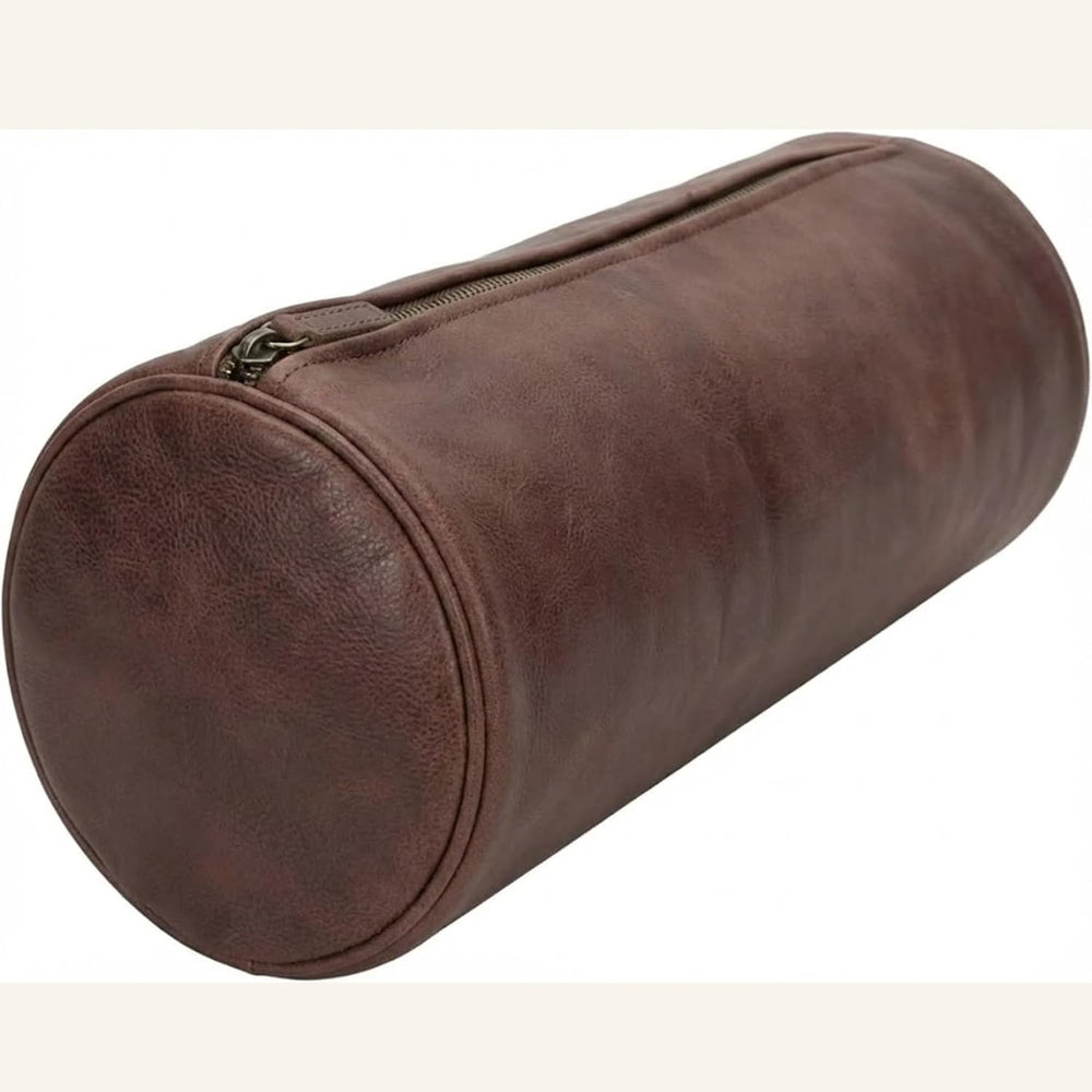 Genuine Leather Bolster Cylinder Pillow Cover Case for Lumbar Throw Couch Pil...