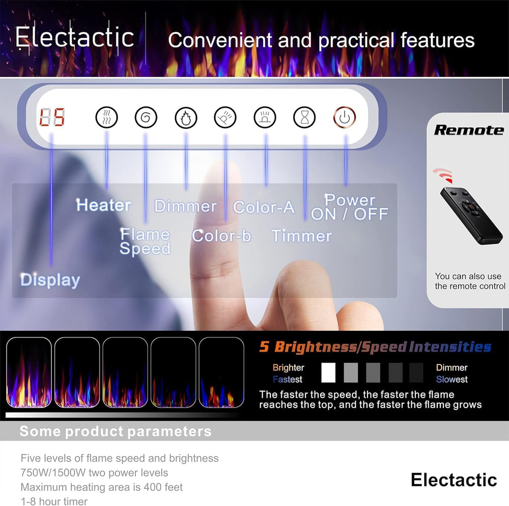 Electactic 68 Inch Electric Fireplace Insert Ultra-Thin - Recessed & Wall...