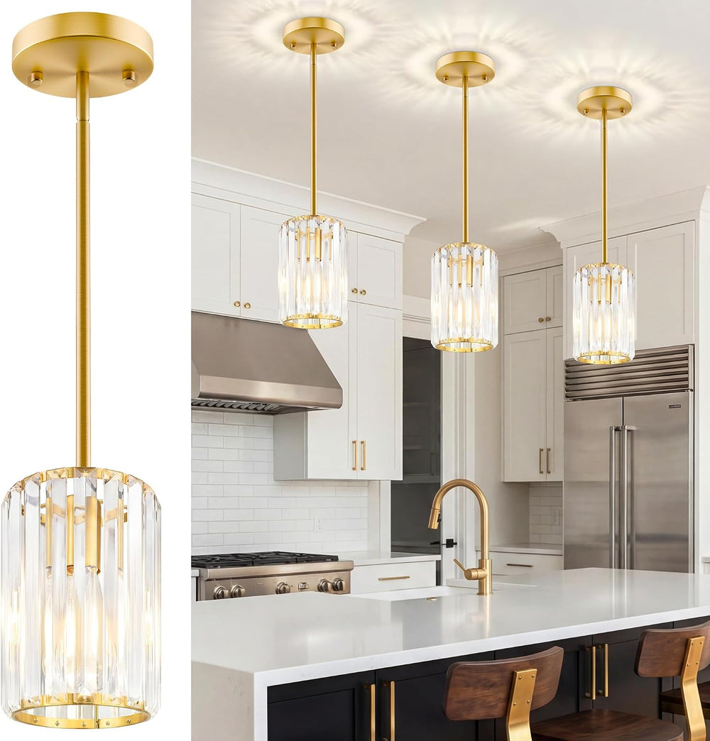 Gold Pendant Light, Modern Crystal Pendant Lights Kitchen Island, Kitchen Isl...