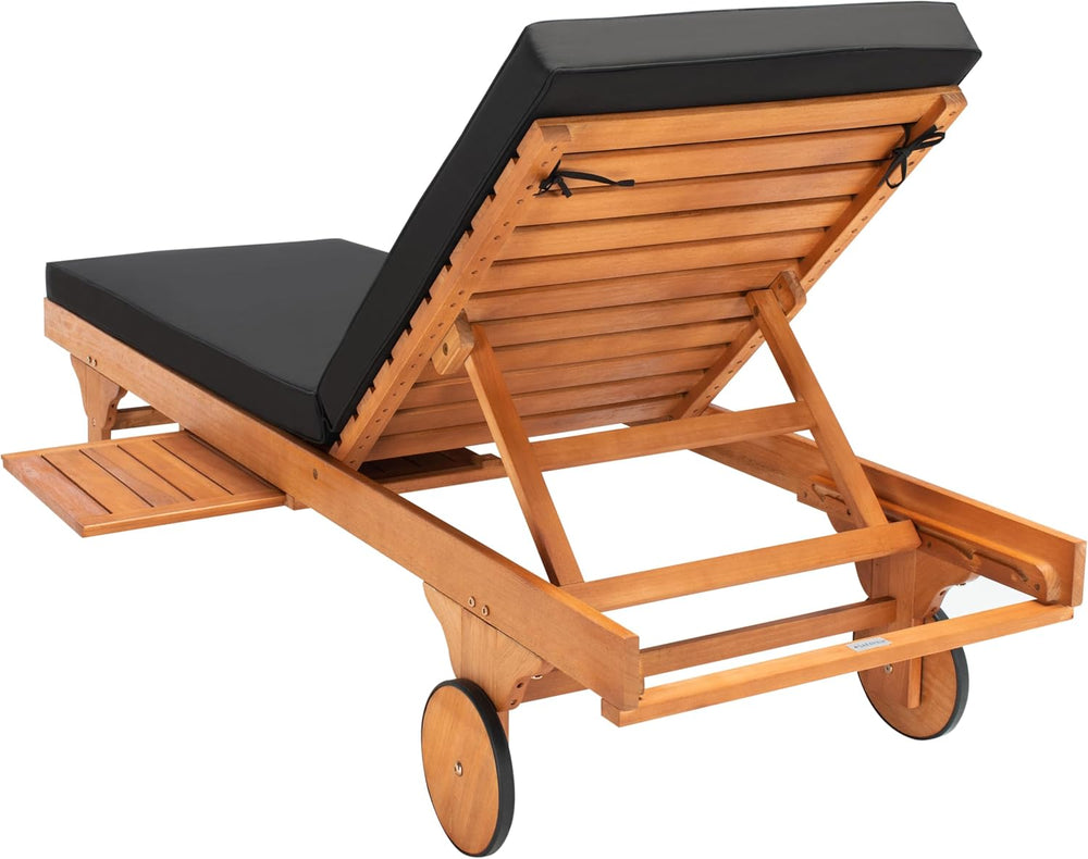 SAFAVIEH Outdoor Newport Chaise Lounge Chair, Natural & Black PAT7022X