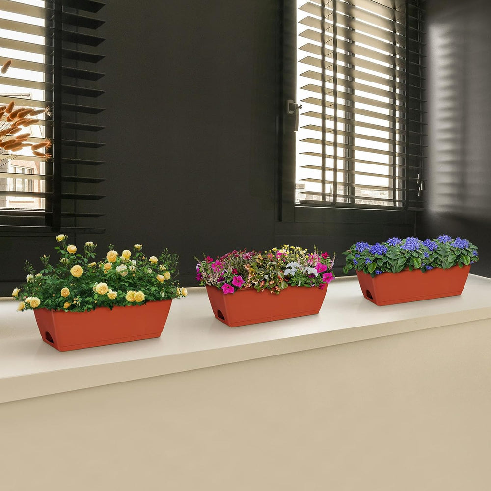 ETELI Railing Planter Box 6 Pack Balcony Planters Railing Hanging with Metal ...